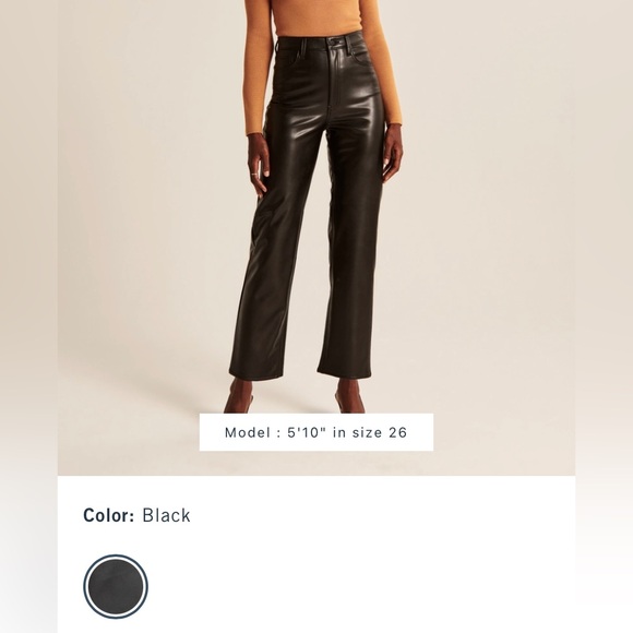 Abercrombie & Fitch Women's The Ankle Straight Ultra High Rise Leather Pants [S] - Picture 3 of 9